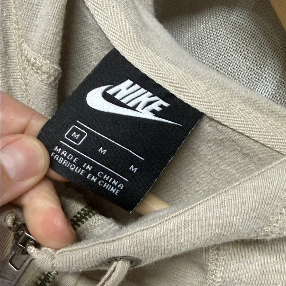 Nike A’s Light Tan Zip-Up Hoodie with Logo medium